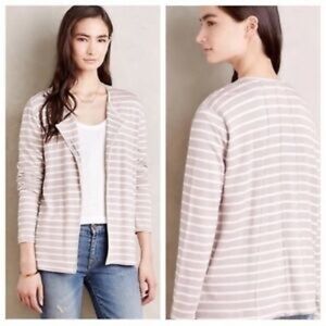 [Bordeaux] Mauve White Stripe Open Front Cardigan